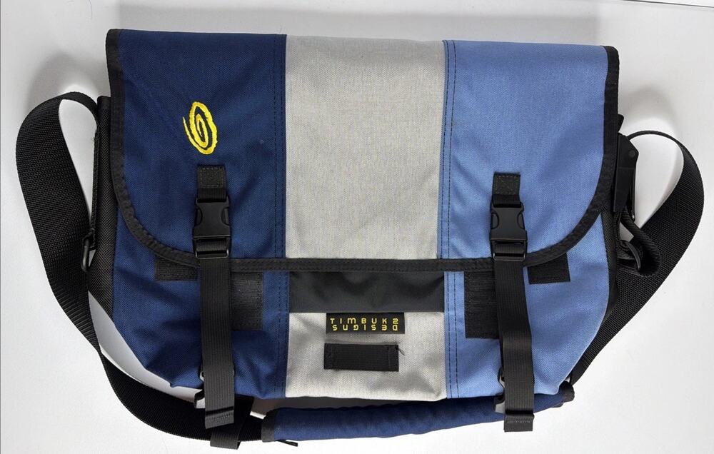 Timbuk2 Classic Messenger Bag Colorblock Blue Gray Black Crossbody Medium